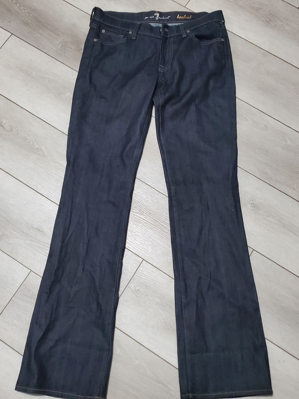 7 For All Mankind Vintage Bootcut Jeans Size 28 Gold Scallop Wave Pocket Y2k